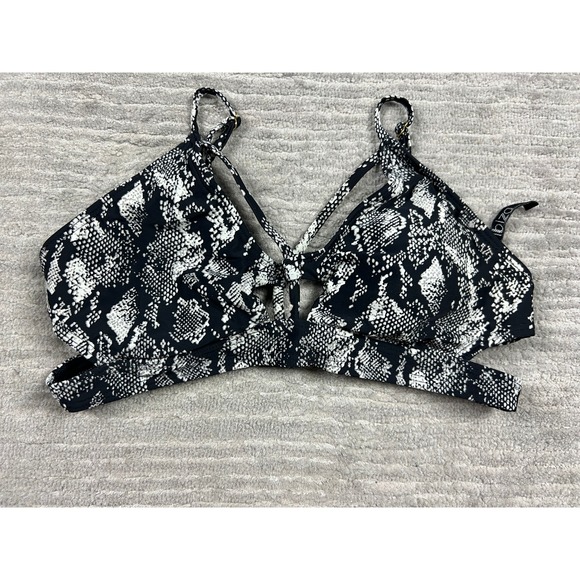 Ibiza Swimwear Other - Ibiza Swimwear Bikini Top Womens Small Black White Snakeskin Strappy Caged Print
